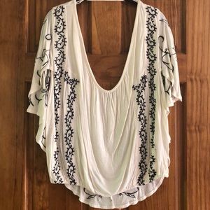 Free People Cream and Black Open Back Top